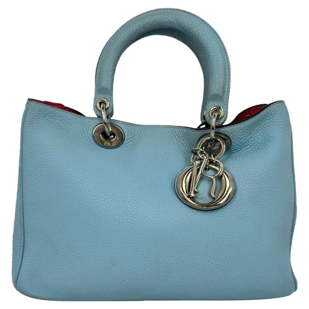 Dior Large Diorissimo Shopper Tote in Light Blue Leather